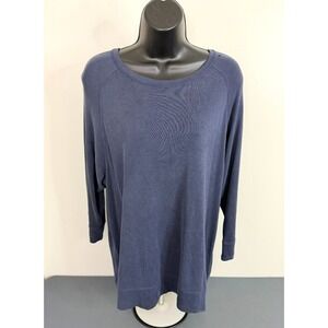 Loft Women's Modal Knit Long Sleeve Pullover Sweater Top Blue Size Medium FLAW